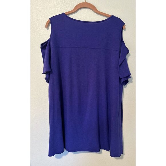 Lane Bryant Flutter Sleeved 18/20 Blouse 50% Poly 25% Pima Cotton, 25% Modal - Picture 6 of 6